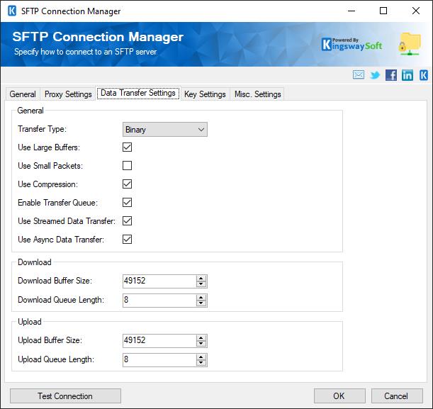 SFTP Connection Manager - Data Transfer Settings